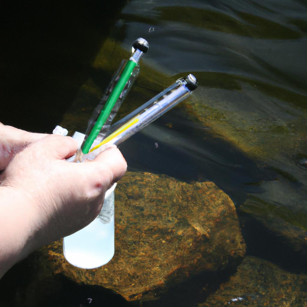 Person conducting water quality tests