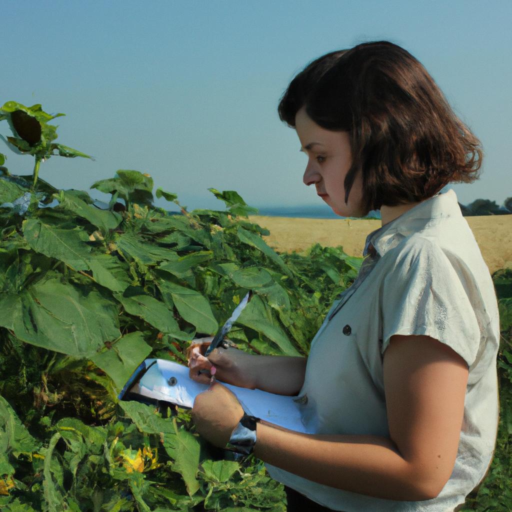Person studying crops and climate
