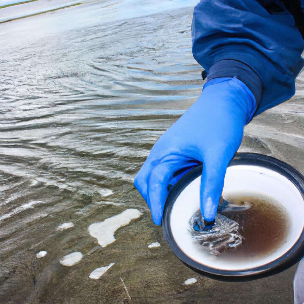 Person conducting water pollution tests