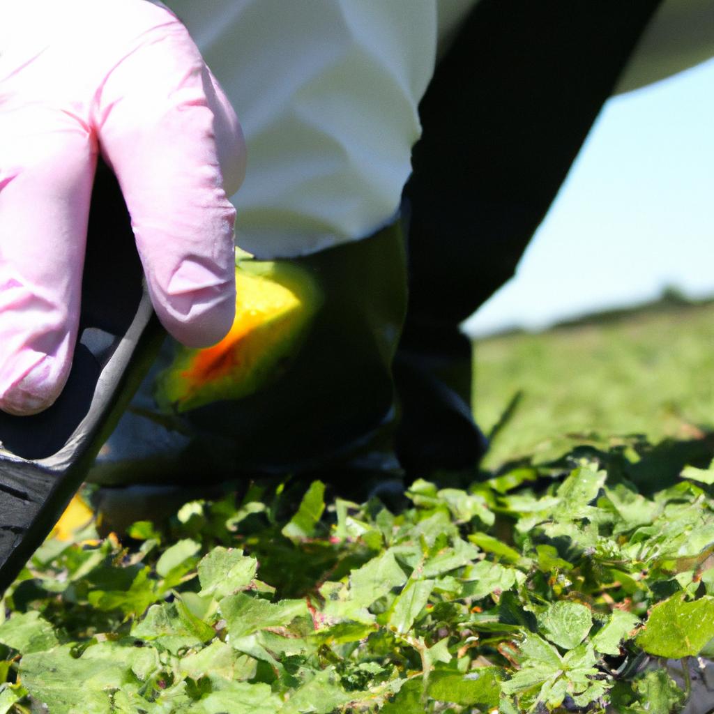 Person conducting pesticide residue analysis