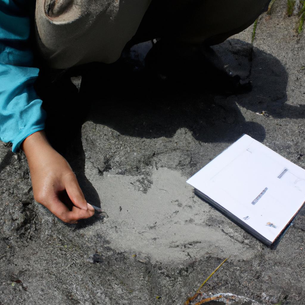 Person studying soil erosion and water pollution