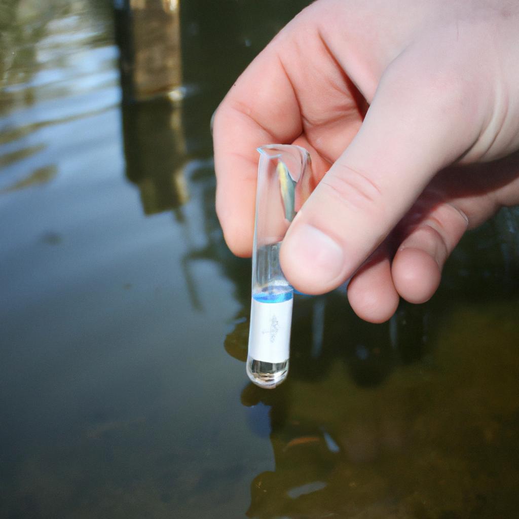 Person conducting water quality tests